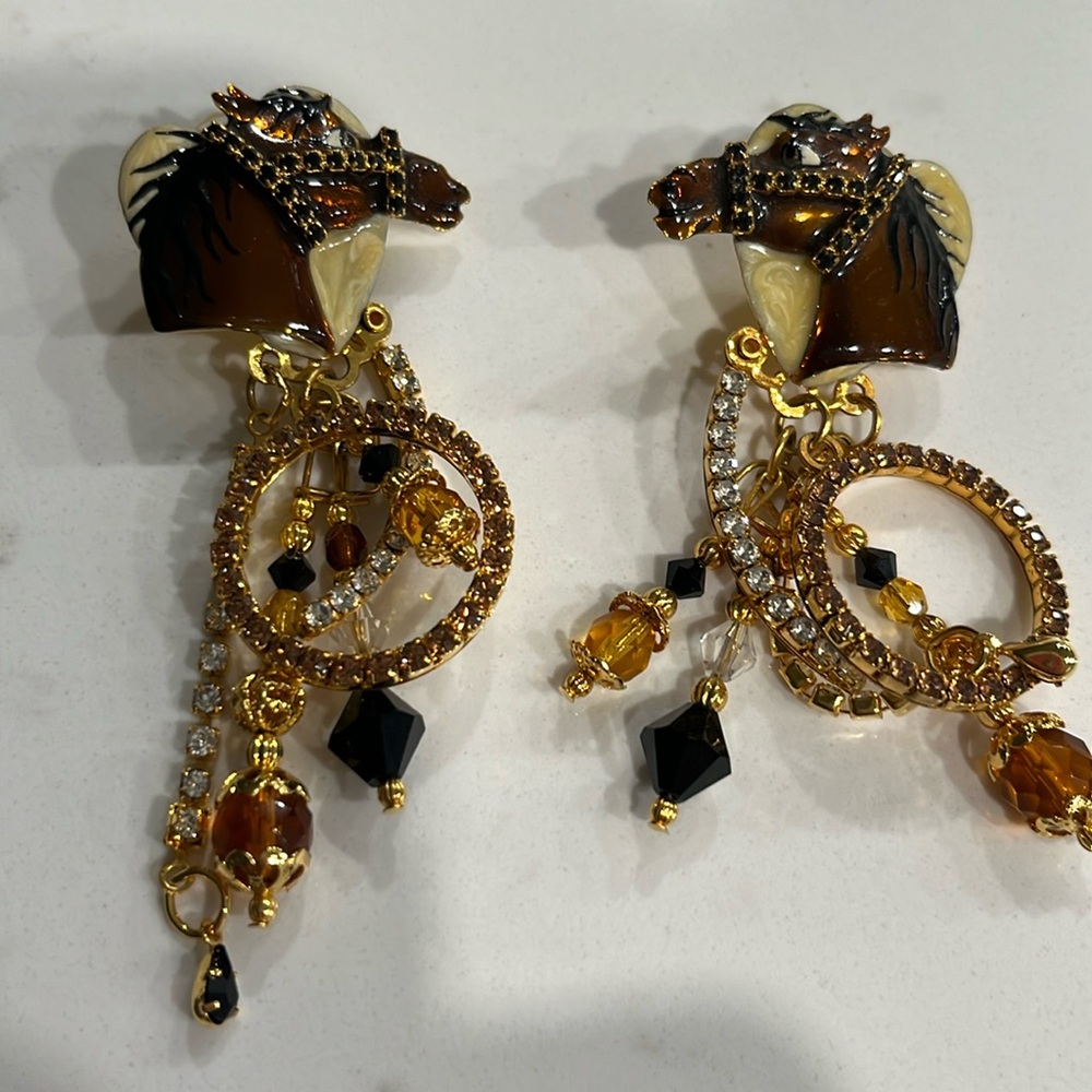 Lunch at the Ritz Horse Earrings